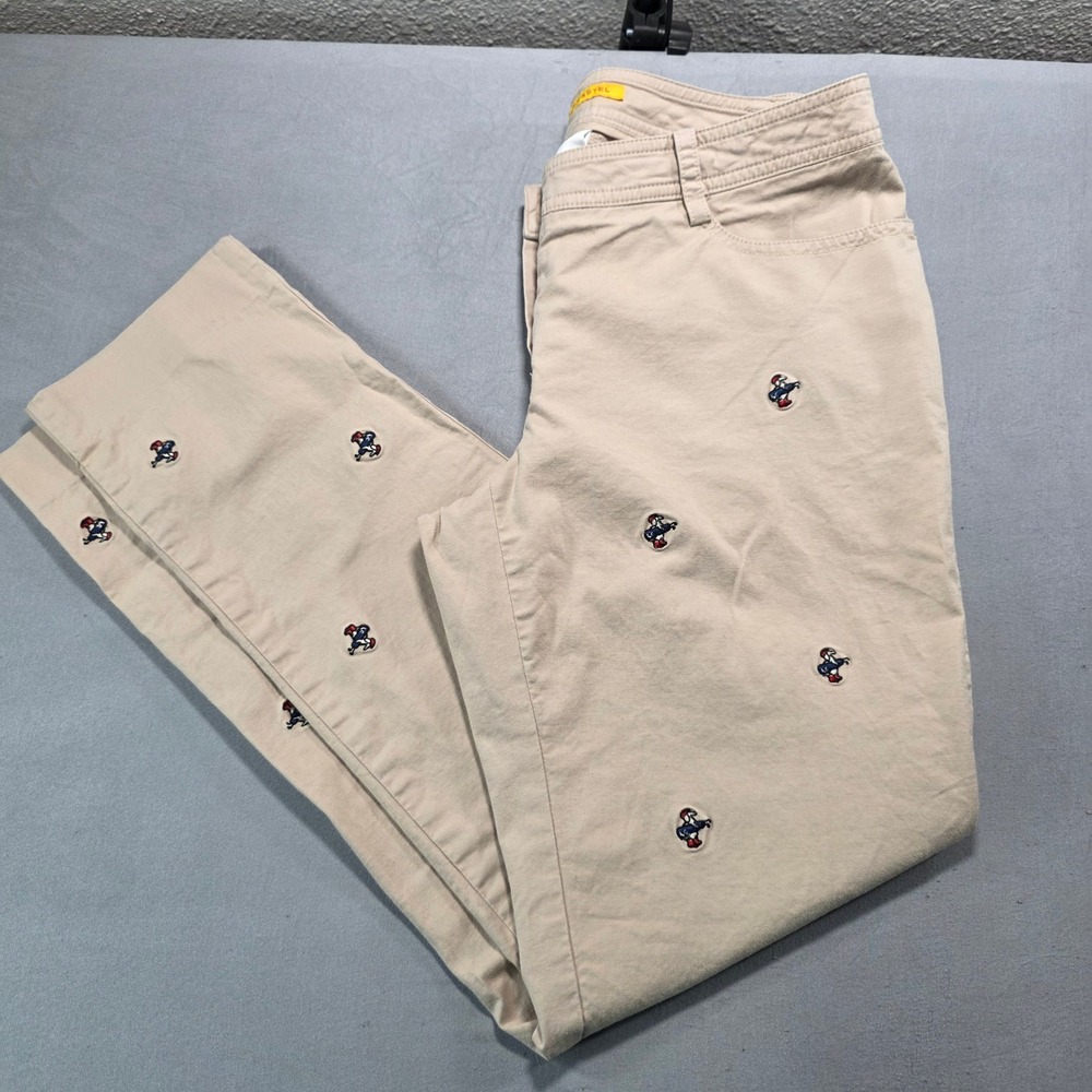 Louis Castel Beige Embroidered Dog Golf Chino Pants Straight Leg Size Small*